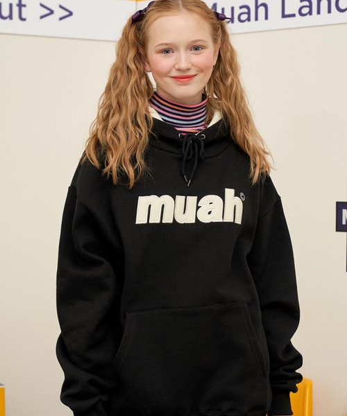 muahmuah(ムーアムーア)の「コンビカラーロゴプルオーバーパーカー/フーディー(パーカー・レディース・ブラック/アイボリー/グレー/ピンク・FREE)」の10枚目の写真