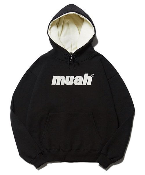 muahmuah(ムーアムーア)の「コンビカラーロゴプルオーバーパーカー/フーディー(パーカー・レディース・ブラック/アイボリー/グレー/ピンク・FREE)」の18枚目の写真