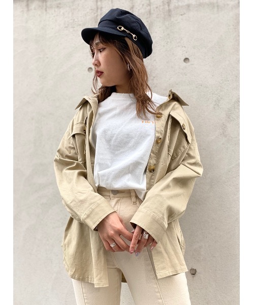 one way（ワンウェイ）の「ＣＰＯシャツムジ（シャツ/ブラウス・レディース・ホワイト/ダークグリーン/ベージュ/ピンク・FREE）」の2枚目の写真