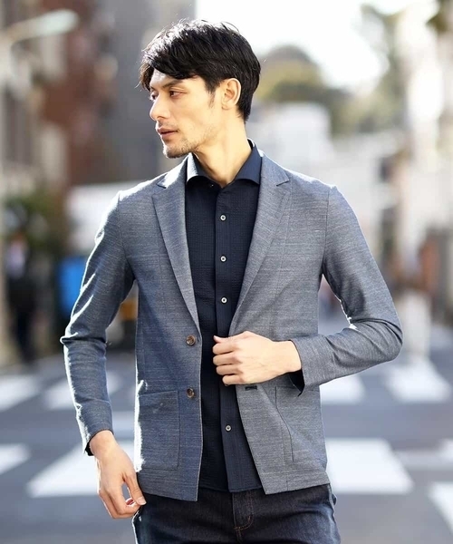 MICHEL KLEIN HOMME   （ミッシェルクランオム）の「カノコジャガード（カットジャケット）（テーラードジャケット・メンズ・ネイビー/ブラック・SMALL/MEDIUM/LARGE/X-LARGE/48/46）」の4枚目の写真
