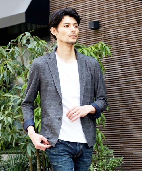 MICHEL KLEIN HOMME   （ミッシェルクランオム）の「カノコジャガード（カットジャケット）（テーラードジャケット・メンズ・ネイビー/ブラック・SMALL/MEDIUM/LARGE/X-LARGE/48/46）」の2枚目の写真