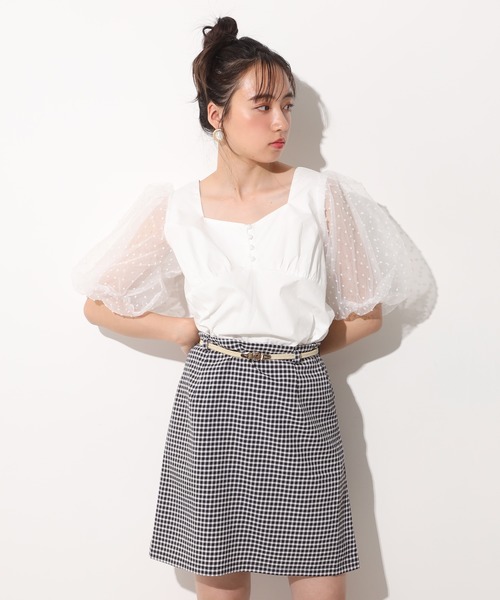 one after another NICE CLAUP（ワンアフターアナザーナイスクラップ）の「【Web限定】ベルト付き台形ミニスカート（スカート・レディース・ブラック/ベージュ/オフホワイト・FREE）」の7枚目の写真