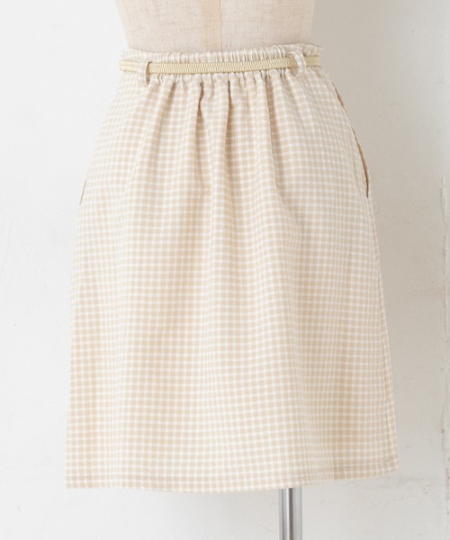 one after another NICE CLAUP（ワンアフターアナザーナイスクラップ）の「【Web限定】ベルト付き台形ミニスカート（スカート・レディース・ブラック/ベージュ/オフホワイト・FREE）」の17枚目の写真