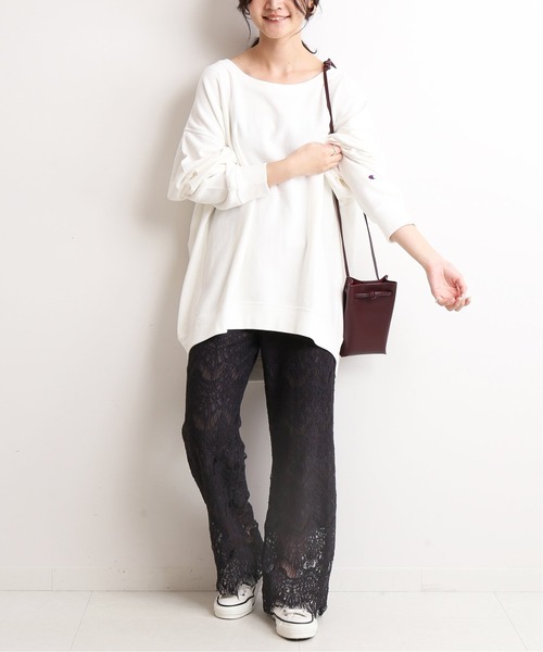 SLOBE IENA(スローブイエナ)の「ケミカルレースフレアパンツ【手洗い可能】◆(その他パンツ・レディース・チャコールグレー/アイボリー・36/38)」の20枚目の写真