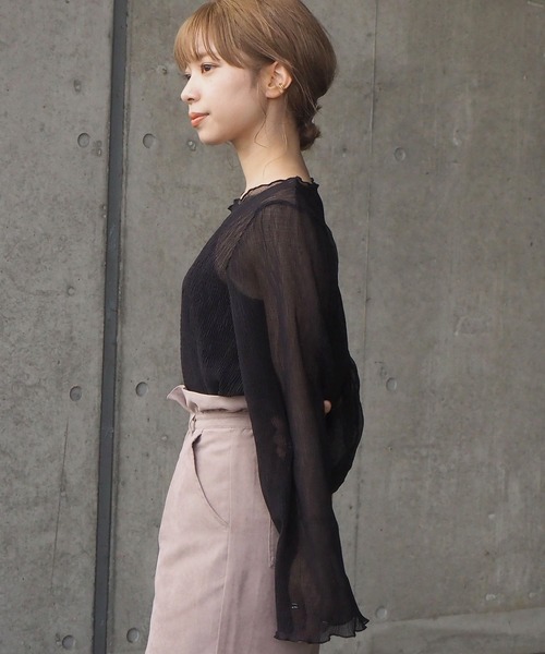 tiptop（ティップトップ）の「クリンクルブラウス×キャミSET（シャツ/ブラウス・レディース・アイボリー/ブラック/ブラウン・FREE）」の9枚目の写真