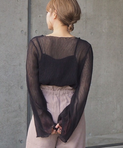 tiptop（ティップトップ）の「クリンクルブラウス×キャミSET（シャツ/ブラウス・レディース・アイボリー/ブラック/ブラウン・FREE）」の13枚目の写真