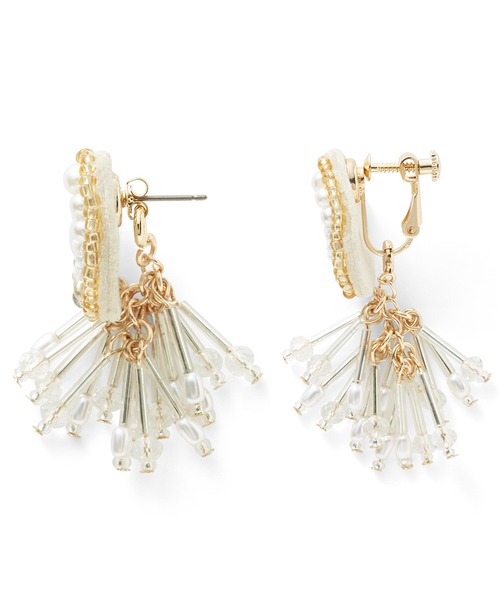 IEDIT（イディット）の「ＩＥＤＩＴ　手仕事の美しさをまとう２－ＷＡＹビーズ刺しゅうイヤアクセサリー（ピアス（両耳用）・レディース・ホワイト系その他/ブラウン系その他・1/2）」の5枚目の写真