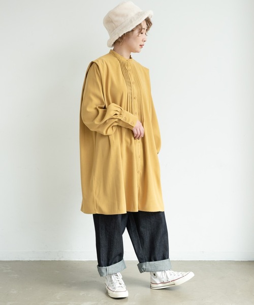 MERLOT（メルロー）の「ピンタックチュニックブラウス（シャツ/ブラウス・レディース・アイボリー/ブラック/モカ/マスタード・FREE）」の10枚目の写真