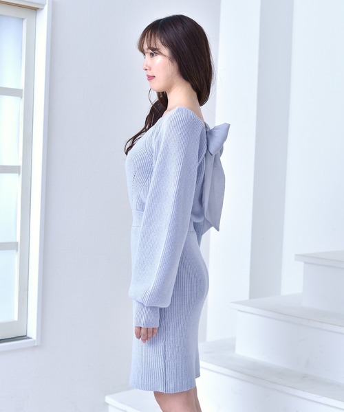 MIIA（ミーア）の「バックリボンニットワンピース（ワンピース）」 - WEAR