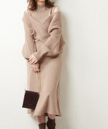 natural couture | クロスニット+ノースリワンピースセット(ワンピース)