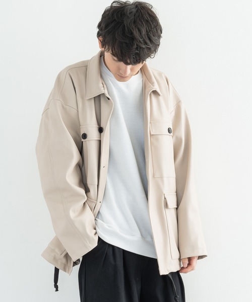 オーバーサイズ ストレッチ Puレザージャケット ブルゾン Revo レボ のファッション通販 Zozotown