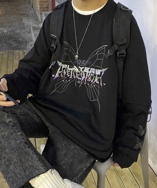 WESTBOY（ウエストボーイ）の「【WB ORIGINALS】Butterfly Printed Long-sleeve T-shirt（Tシャツ/カットソー・メンズ・ホワイト/ブラック・M/L/XL）」の2枚目の写真