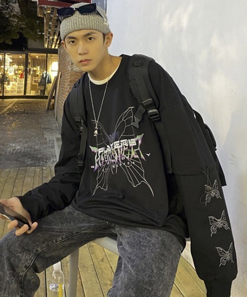 WESTBOY（ウエストボーイ）の「【WB ORIGINALS】Butterfly Printed Long-sleeve T-shirt（Tシャツ/カットソー・メンズ・ホワイト/ブラック・M/L/XL）」の21枚目の写真
