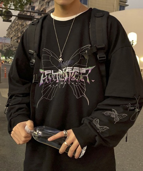 WESTBOY（ウエストボーイ）の「【WB ORIGINALS】Butterfly Printed Long-sleeve T-shirt（Tシャツ/カットソー・メンズ・ホワイト/ブラック・M/L/XL）」の11枚目の写真