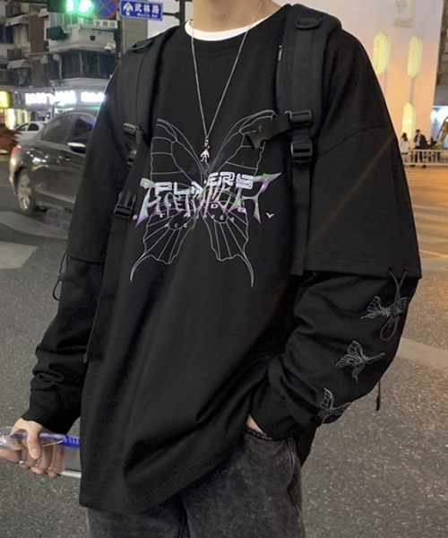 WESTBOY（ウエストボーイ）の「【WB ORIGINALS】Butterfly Printed Long-sleeve T-shirt（Tシャツ/カットソー・メンズ・ホワイト/ブラック・M/L/XL）」の4枚目の写真