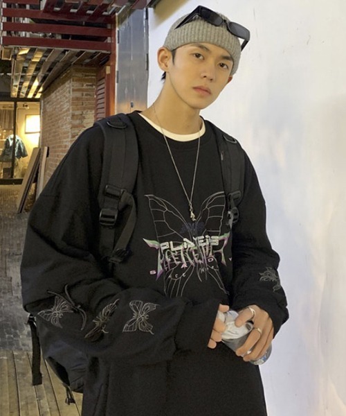 WESTBOY（ウエストボーイ）の「【WB ORIGINALS】Butterfly Printed Long-sleeve T-shirt（Tシャツ/カットソー・メンズ・ホワイト/ブラック・M/L/XL）」の8枚目の写真