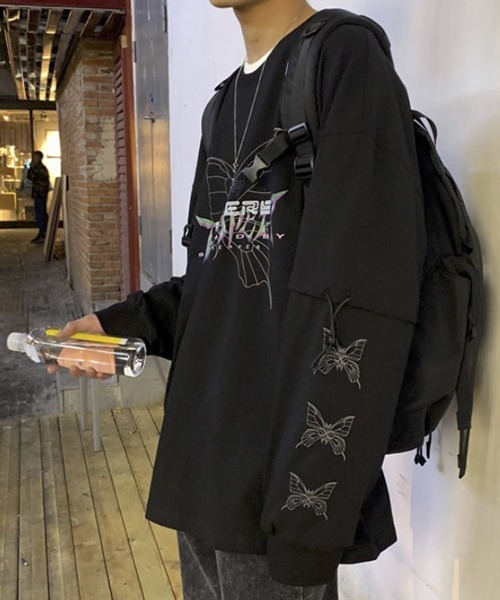 WESTBOY（ウエストボーイ）の「【WB ORIGINALS】Butterfly Printed Long-sleeve T-shirt（Tシャツ/カットソー・メンズ・ホワイト/ブラック・M/L/XL）」の15枚目の写真