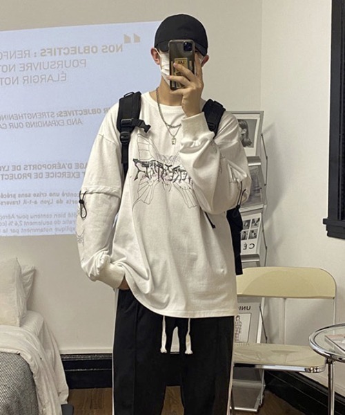 WESTBOY（ウエストボーイ）の「【WB ORIGINALS】Butterfly Printed Long-sleeve T-shirt（Tシャツ/カットソー・メンズ・ホワイト/ブラック・M/L/XL）」の12枚目の写真