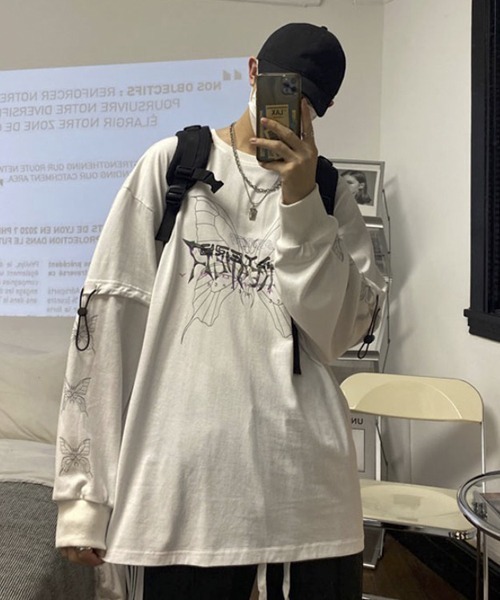 WESTBOY（ウエストボーイ）の「【WB ORIGINALS】Butterfly Printed Long-sleeve T-shirt（Tシャツ/カットソー・メンズ・ホワイト/ブラック・M/L/XL）」の19枚目の写真