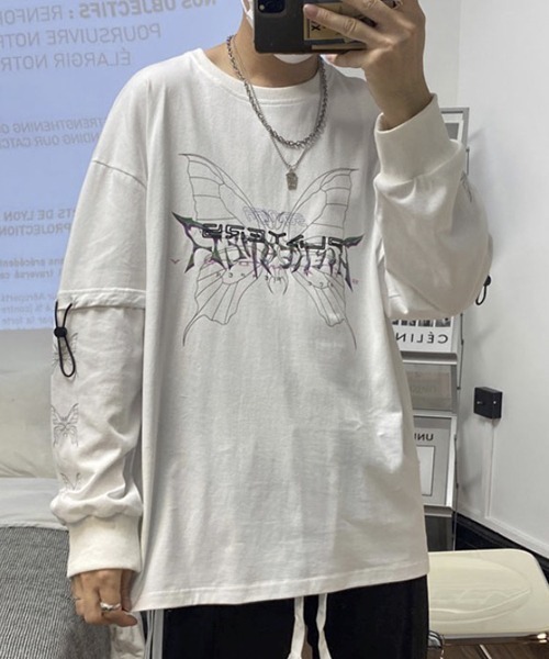 WESTBOY（ウエストボーイ）の「【WB ORIGINALS】Butterfly Printed Long-sleeve T-shirt（Tシャツ/カットソー・メンズ・ホワイト/ブラック・M/L/XL）」の9枚目の写真