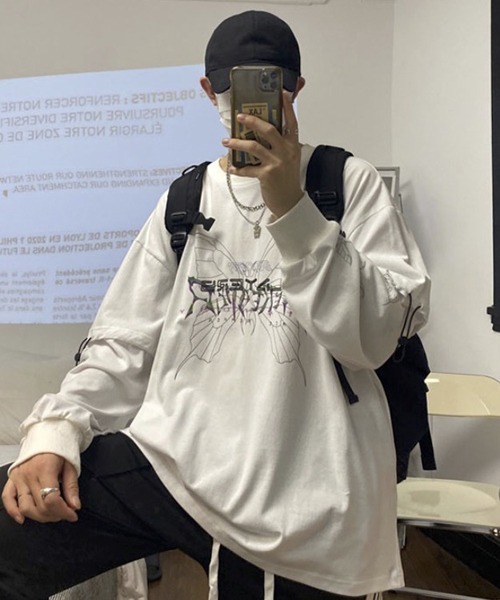 WESTBOY（ウエストボーイ）の「【WB ORIGINALS】Butterfly Printed Long-sleeve T-shirt（Tシャツ/カットソー・メンズ・ホワイト/ブラック・M/L/XL）」の16枚目の写真