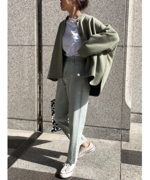 ulu(ウル)の「original Curved denim pants(その他パンツ・レディース・ブラック/ホワイト/ミント・FREE)」の15枚目の写真
