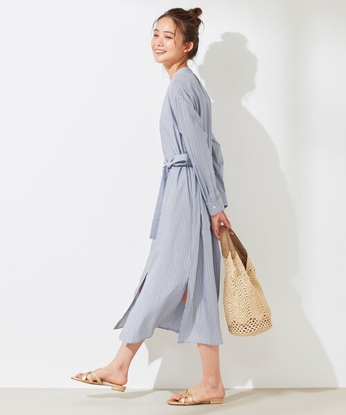 ANY SIS(エニィスィス)の「【WEB限定】カバリングストライプ シャツワンピース(シャツワンピース・レディース・スカイブルー系1/ベージュ系1・2/3)」の5枚目の写真
