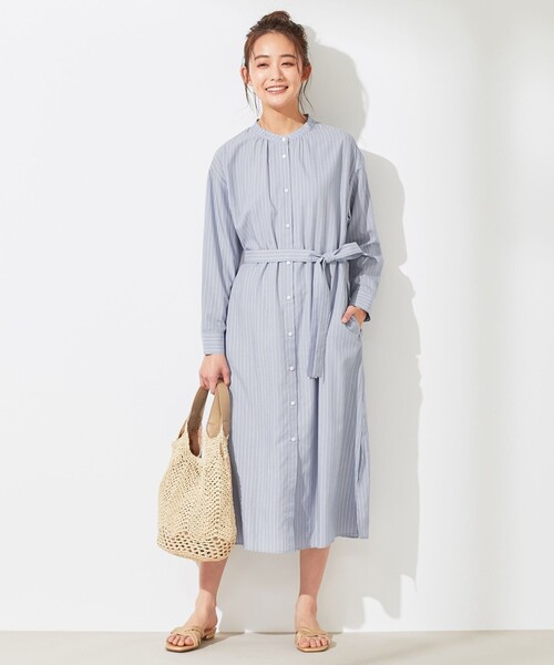 ANY SIS(エニィスィス)の「【WEB限定】カバリングストライプ シャツワンピース(シャツワンピース・レディース・スカイブルー系1/ベージュ系1・2/3)」の6枚目の写真