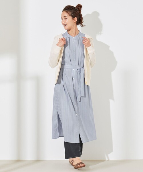 ANY SIS(エニィスィス)の「【WEB限定】カバリングストライプ シャツワンピース(シャツワンピース・レディース・スカイブルー系1/ベージュ系1・2/3)」の8枚目の写真