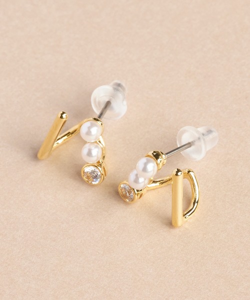 セール】ダブルデコレイトピアス/存在感◎（ピアス（両耳用