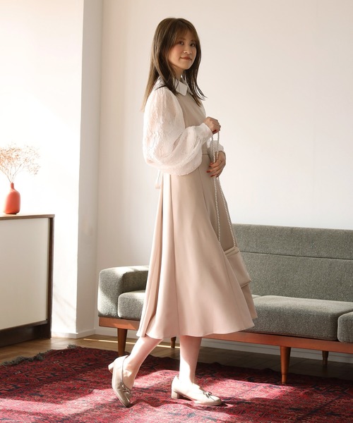Cherie chuu(シェリーチュウ)の「【Cherie chuu】シアーブラウスセットジャンスカ(ワンピース・レディース・ブラック/ベージュ/モカ・FREE)」の9枚目の写真