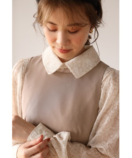 Cherie chuu(シェリーチュウ)の「【Cherie chuu】シアーブラウスセットジャンスカ(ワンピース・レディース・ブラック/ベージュ/モカ・FREE)」の5枚目の写真