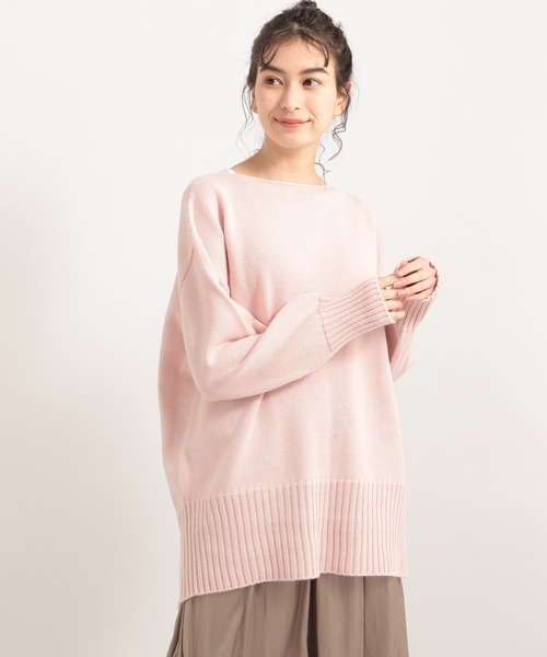 LE FOYER(ルフォワイエ)の「バルキーCACバックスリット(ニット/セーター・レディース・ダークブルー/ピンク/オフホワイト・38)」の3枚目の写真