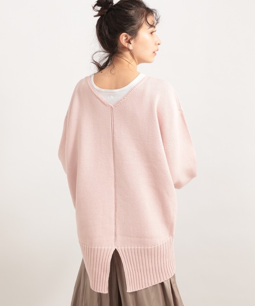 LE FOYER(ルフォワイエ)の「バルキーCACバックスリット(ニット/セーター・レディース・ダークブルー/ピンク/オフホワイト・38)」の12枚目の写真