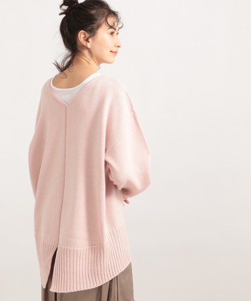 LE FOYER(ルフォワイエ)の「バルキーCACバックスリット(ニット/セーター・レディース・ダークブルー/ピンク/オフホワイト・38)」の13枚目の写真