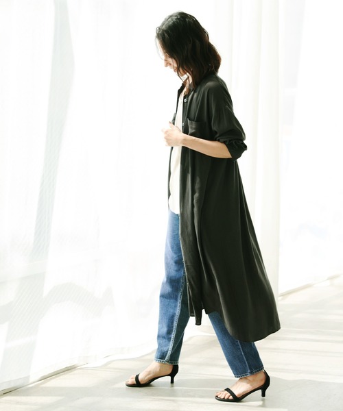 LEPSIM（レプシィム）の「アサコンシャツワンピース　935035（ワンピース・レディース・チャコールグレー/パープル/オフホワイト/キナリ・FREE）」の4枚目の写真