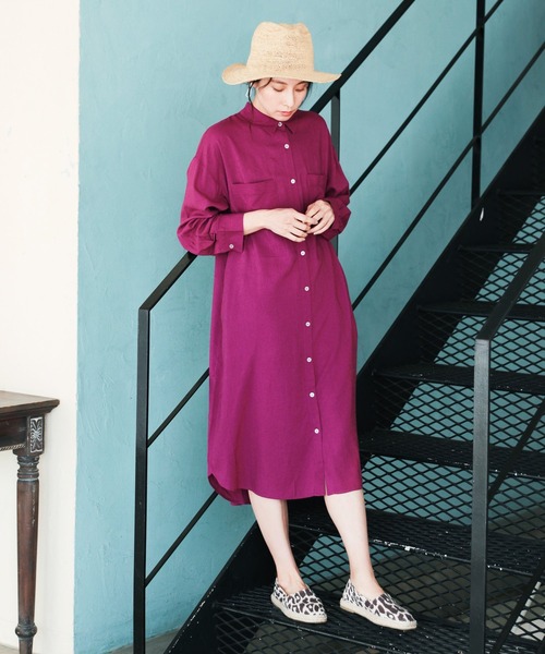 LEPSIM（レプシィム）の「アサコンシャツワンピース　935035（ワンピース・レディース・チャコールグレー/パープル/オフホワイト/キナリ・FREE）」の18枚目の写真