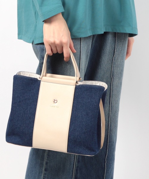 LITTLE ACCESSORIES(リトルアクセサリーズ)の「2色カラーの上品な2WAYハンドバッグ(ショルダーバッグ・レディース・ブラック/ピンク/ブルー/グレイッシュベージュ/ネイビー・フリー)」の22枚目の写真