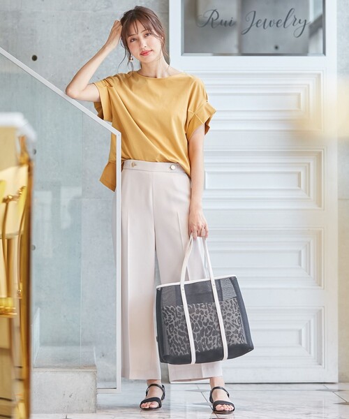 ANY SIS（エニィスィス）の「【UVケア】ヒーリングカラー タックスリーブ Tシャツ（Tシャツ/カットソー・レディース・ホワイト系/ネイビー系/ピンク系/イエロー系/パイングリーン系/オレンジ系・2）」の10枚目の写真