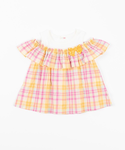 セール シャーリングチェックオフショルダーチュニック 140 160cm チュニック Kp ケーピー のファッション通販 Zozotown