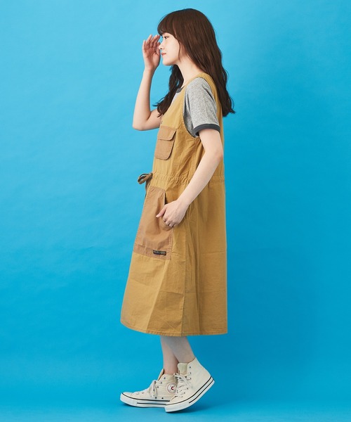 CUBE SUGAR（キューブシュガー）の「タイプライター ジャンパースカート（ジャンパースカート・レディース・カーキ/ベージュ/ネイビー・M）」の6枚目の写真