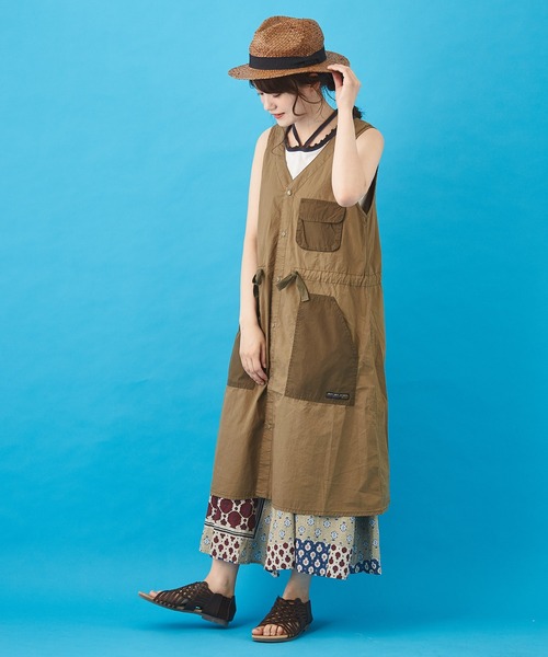 CUBE SUGAR（キューブシュガー）の「タイプライター ジャンパースカート（ジャンパースカート・レディース・カーキ/ベージュ/ネイビー・M）」の10枚目の写真