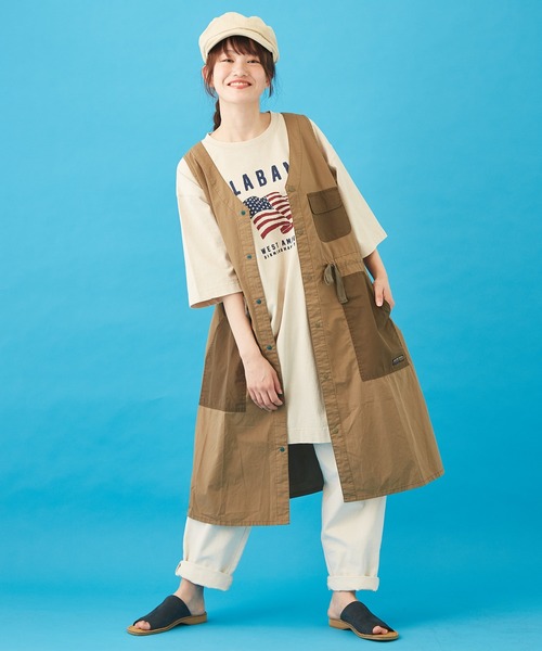 CUBE SUGAR（キューブシュガー）の「タイプライター ジャンパースカート（ジャンパースカート・レディース・カーキ/ベージュ/ネイビー・M）」の8枚目の写真