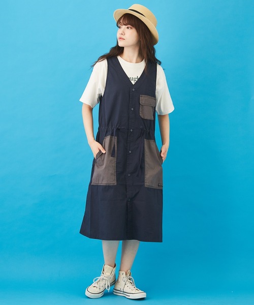 CUBE SUGAR（キューブシュガー）の「タイプライター ジャンパースカート（ジャンパースカート・レディース・カーキ/ベージュ/ネイビー・M）」の12枚目の写真