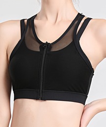HYSSHOP（エイチワイエスショップ）の「ジップカバー付きフロントジップフィットネスヨガブラトップ（スポーツブラ）」