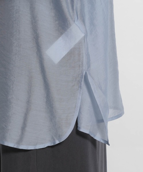 niko and...(ニコアンド)の「シアーバンドカラーシャツ(シャツ/ブラウス・レディース・ブラック/オレンジ/ブルー/アイボリー/ナチュラル/ダークブルー/グリーン・FREE)」の18枚目の写真