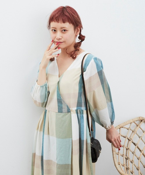 merlotワンピース MERLOT（メルロー）の「2wayシースルーチェックワンピース