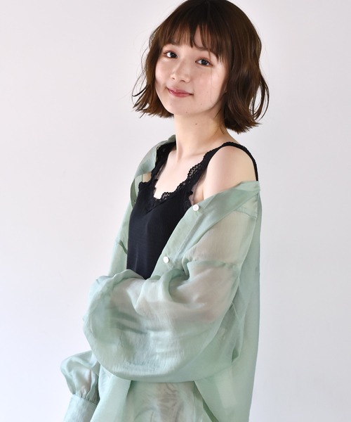 RETRO GIRL（レトロガール）の「ハニカムレースキャミ（キャミソール・レディース・オレンジ/ライトグレー/ブラック/アイボリー・FREE）」の6枚目の写真