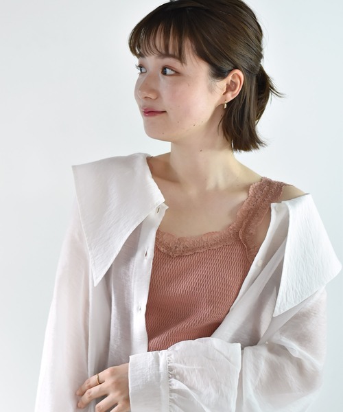 RETRO GIRL（レトロガール）の「ハニカムレースキャミ（キャミソール・レディース・オレンジ/ライトグレー/ブラック/アイボリー・FREE）」の8枚目の写真