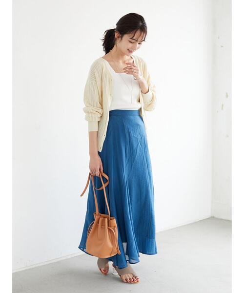 CRAFT STANDARD BOUTIQUE(クラフトスタンダードブティック)の「シアーフレアロングスカート *(スカート・レディース・ピンク/ブラウン/オリーブ/ブルー・M/L)」の17枚目の写真